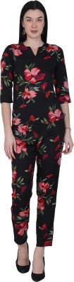 TOOSTYLE Women Printed Black, Red Top & Shorts Set