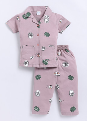 GEMINI LABEL Baby Girls Printed Pink Night Suit Set
