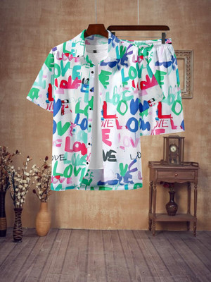GLORI STAR Men Printed Multicolor Night Suit Set