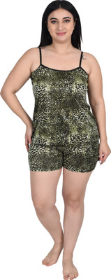 Embrave Women Animal Print Green Night Suit Set