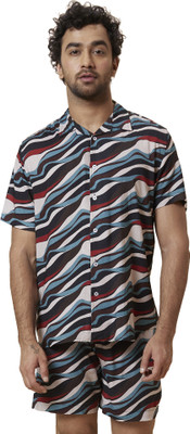 Globus Men Printed Black Night Suit Set