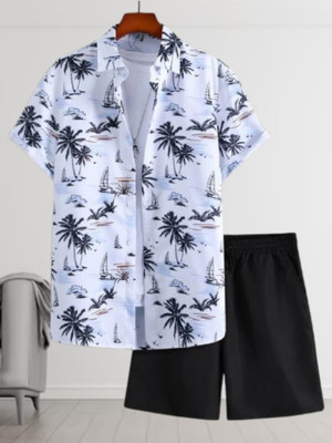 DHAMELIYA ENTERPRISE Men Printed White Night Suit Set