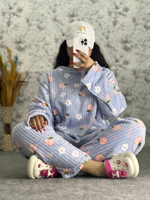 Lugo Women Printed Blue Night Suit Set