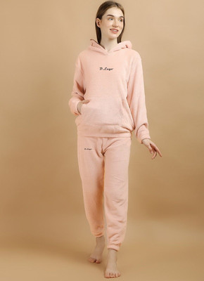 Lugo Women Solid Beige Night Suit Set