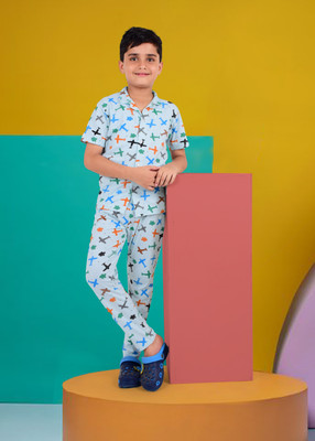 3BROS Boys Printed Multicolor Night Suit Set