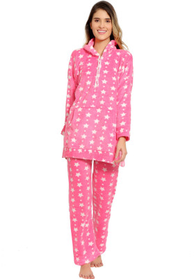 Taausha Women Printed Pink Night Suit Set