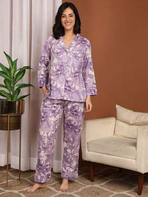 FUBAR Women Printed Purple Night Suit Set