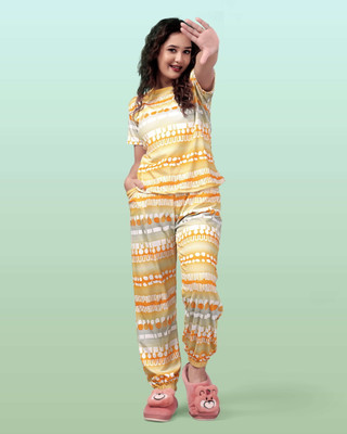 DreamBe Women Printed Multicolor Top & Pyjama Set