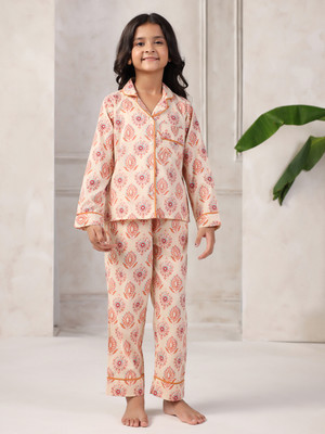 Sanskrutihomes Girls Self Design Multicolor Night Suit Set