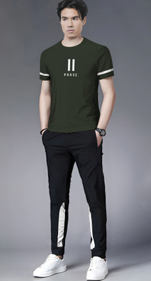 TRIPR Men Printed Green, Black Night Suit Set