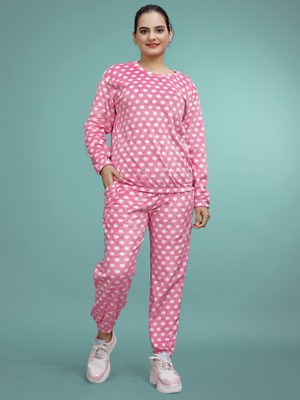 SAKARMAA Women Polka Print Pink Top & Pyjama Set