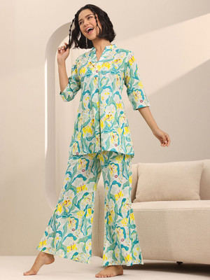 LIBAS Women Printed White Night Suit Set