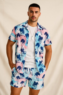LG FASHION Men Printed Multicolor Top & Shorts Set