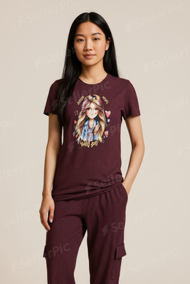 Onion Pink nightdress Girls Graphic Print Black Night Suit Set