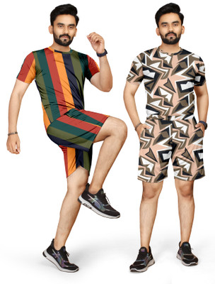 SANTENTERPRISE Men Printed Multicolor Night Suit Set