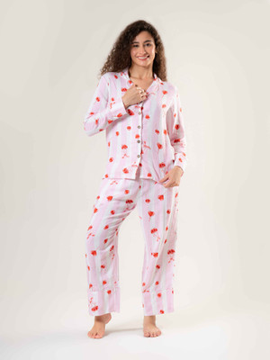 Urban Sundari Women Printed Red Shirt & Pyjama set