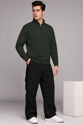 TRIPR Men Solid Dark Green, Black Night Suit Set