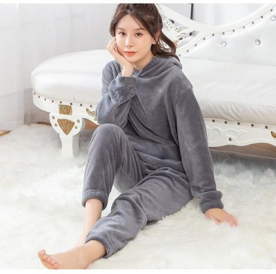 Pollo Loco Women Solid Grey Night Suit Set