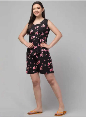 jeelraj creation Women Solid Black Top & Shorts Set