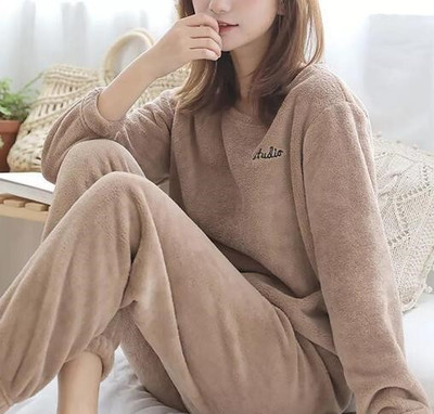 ukal Women Solid Brown Night Suit Set
