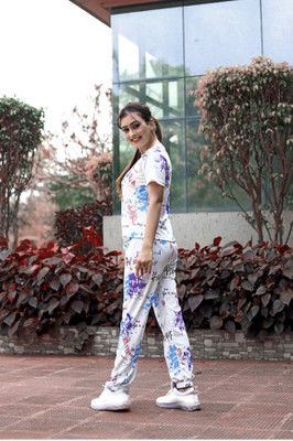 KV2 Women Self Design Blue Night Suit Set
