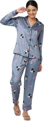 Smarty Pants Women Printed Grey Night Suit Set