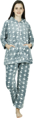 Taausha Women Printed Grey Night Suit Set