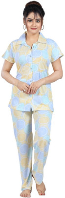 Qunity Women Printed Multicolor Night Suit Set
