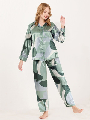 Kattly Women Printed Multicolor Shirt & Pyjama set