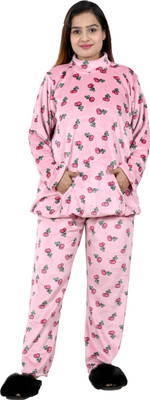 NACNO Women Printed Pink Top & Pyjama Set