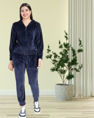 NEYSA Women Solid Dark Blue Night Suit Set