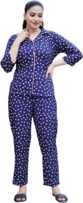 BLFashon Women Printed Blue Top & Pyjama Set