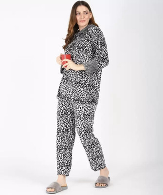 YAZIA Women Printed Grey Night Suit Set
