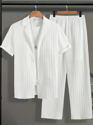 HARI TRENDZ CLOTHING Men Self Design White Night Suit Set
