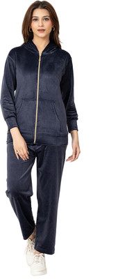 RG BY SS CLOTHING Women Solid Dark Blue Night Suit Set