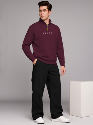 TRIPR Men Solid Maroon, Black Night Suit Set