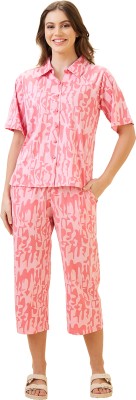 AV2 Women Floral Print Pink Top & Capri Set