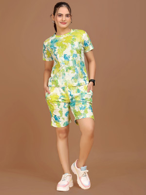 SAKARMAA Women Printed Multicolor Top & Shorts Set