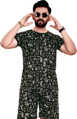 JILVA ENTERPRISE Men Printed Multicolor Night Suit Set