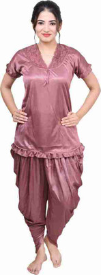 DIVYASTRI FASHION Women Solid Purple Night Suit Set