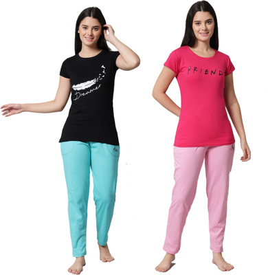 ANIXA Women Printed Multicolor Top & Pyjama Set