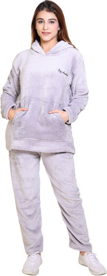 RG BY SS CLOTHING Women Solid Grey Night Suit Set