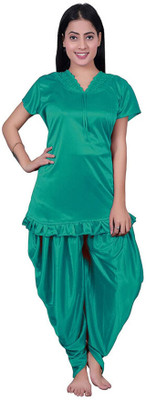 Minha Women Solid Light Green Night Suit Set