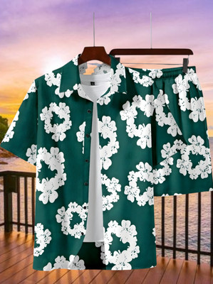 Varni Creation Men Printed Green Top & Shorts Set
