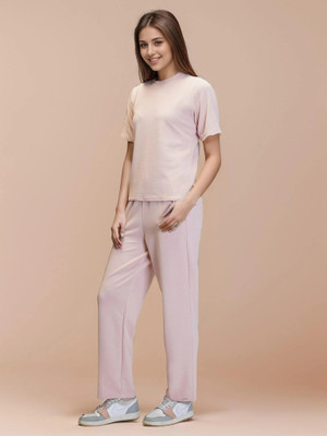 AA-HA! Women Solid Beige Night Suit Set