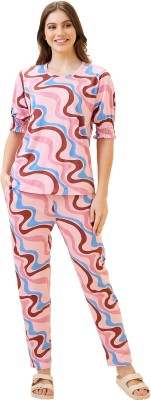 AV2 Women Striped Pink Top & Pyjama Set