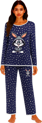 Xivir Women Printed Black Shirt & Pyjama set