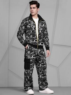 TRIPR Men Printed Black Top & Pyjama Set