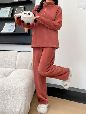 TrendVerse Women Solid Red Night Suit Set