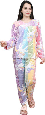 YGDEAL Women Self Design Multicolor Night Suit Set